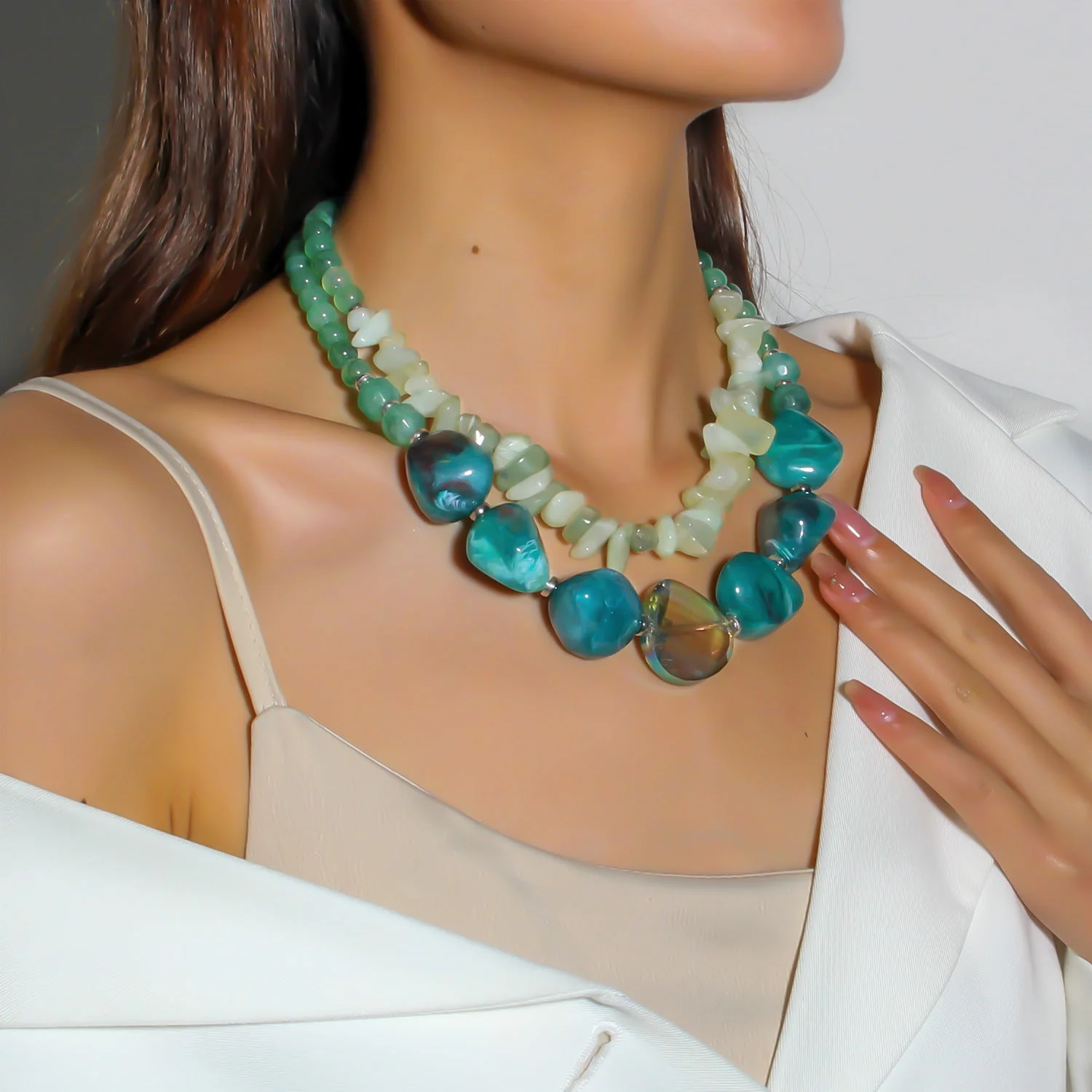 Boho Layered Beaded Stackable NeckLace - Image 2