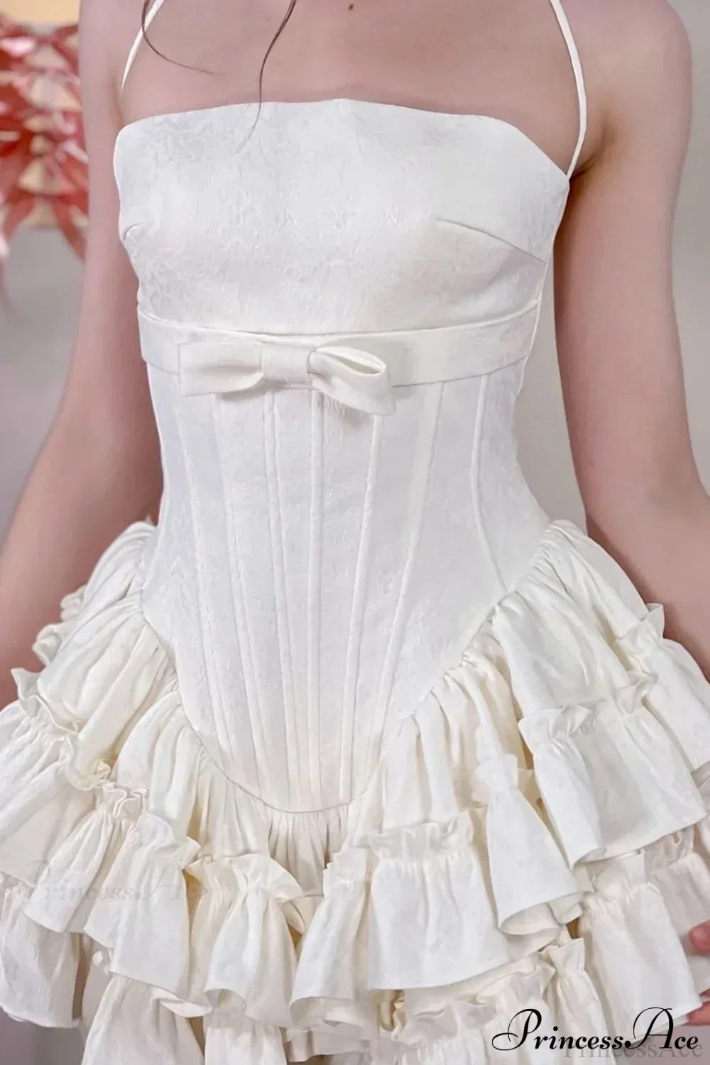 Boned Bow Lace-Up Mini Tulle Party Dress - Image 3