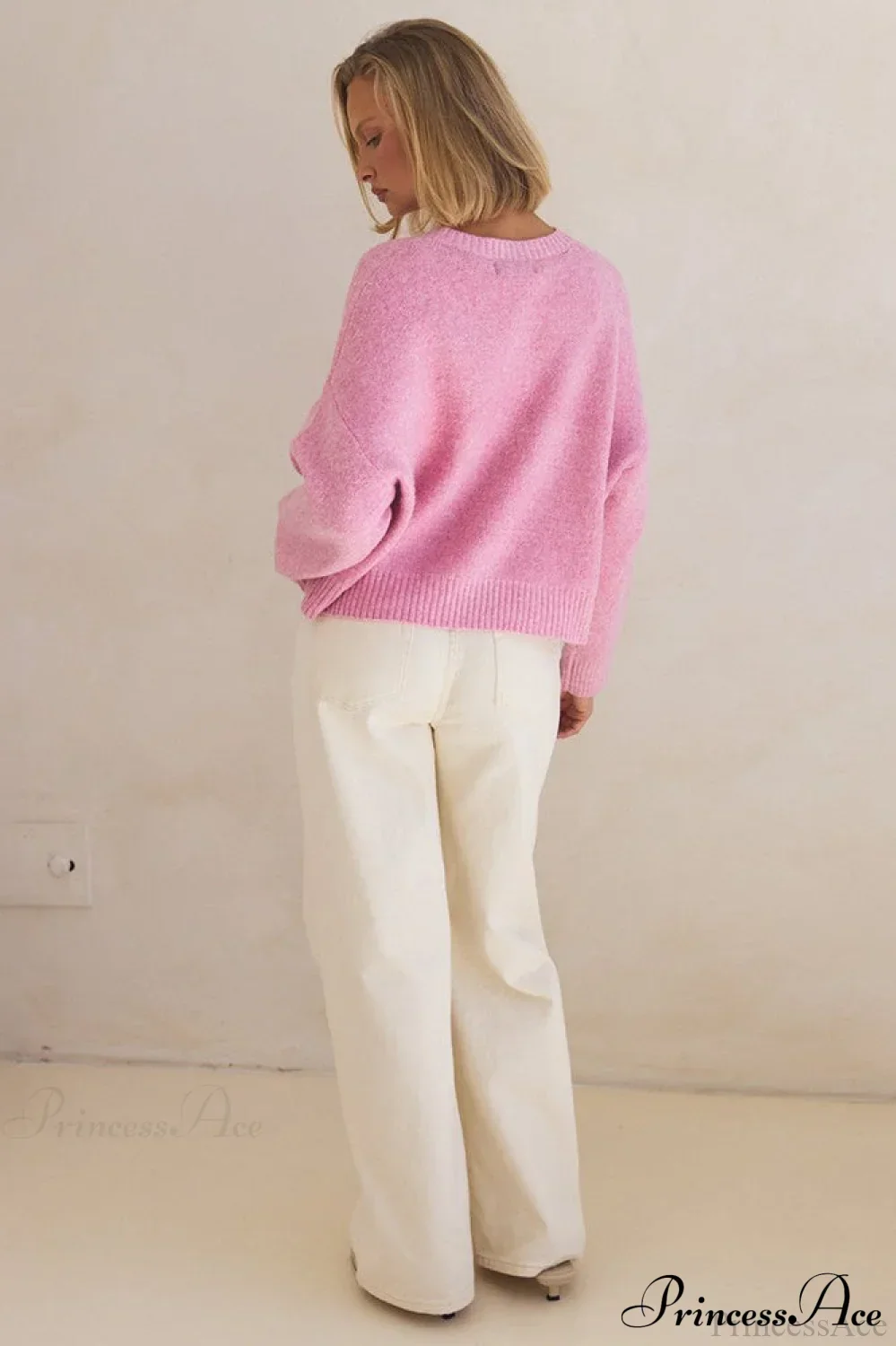Bow Jacquard Crew-Neck Loose Casual Sweater - Image 6
