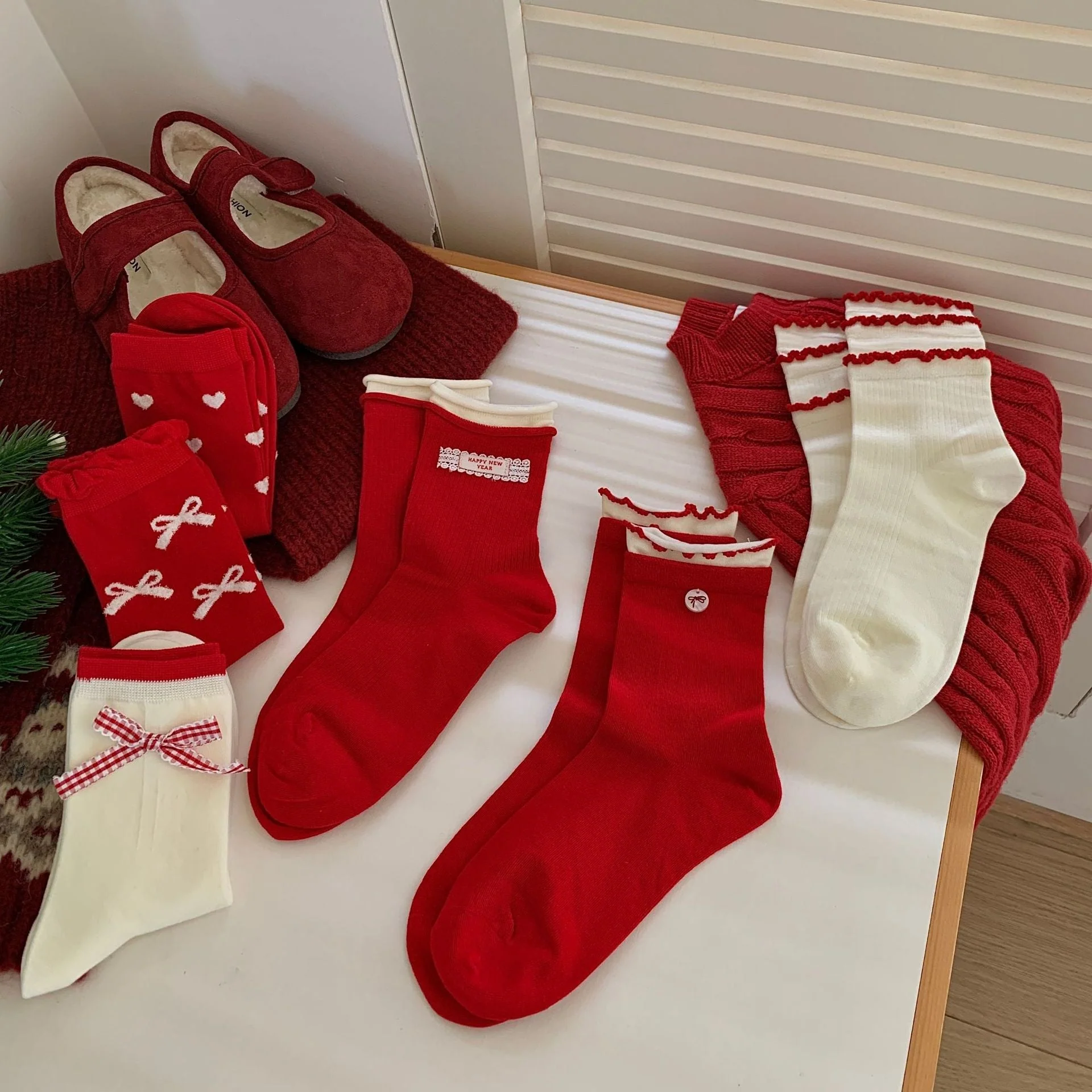 Bow Slouchy Mid-Calf Cute Socks - Image 2