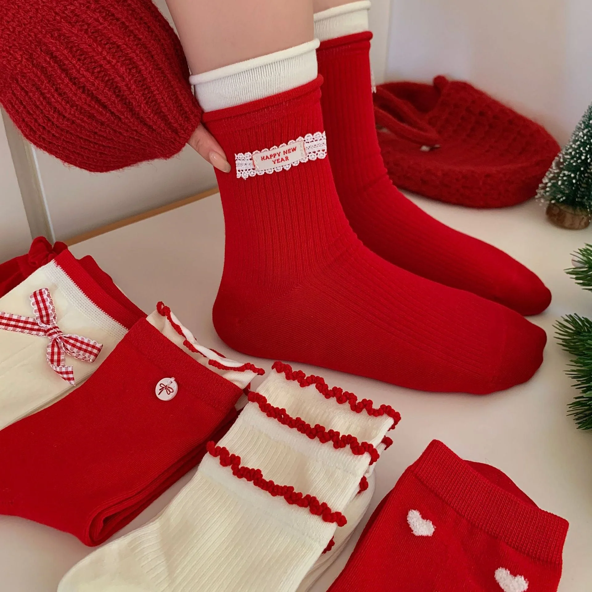 Bow Slouchy Mid-Calf Cute Socks - Image 3