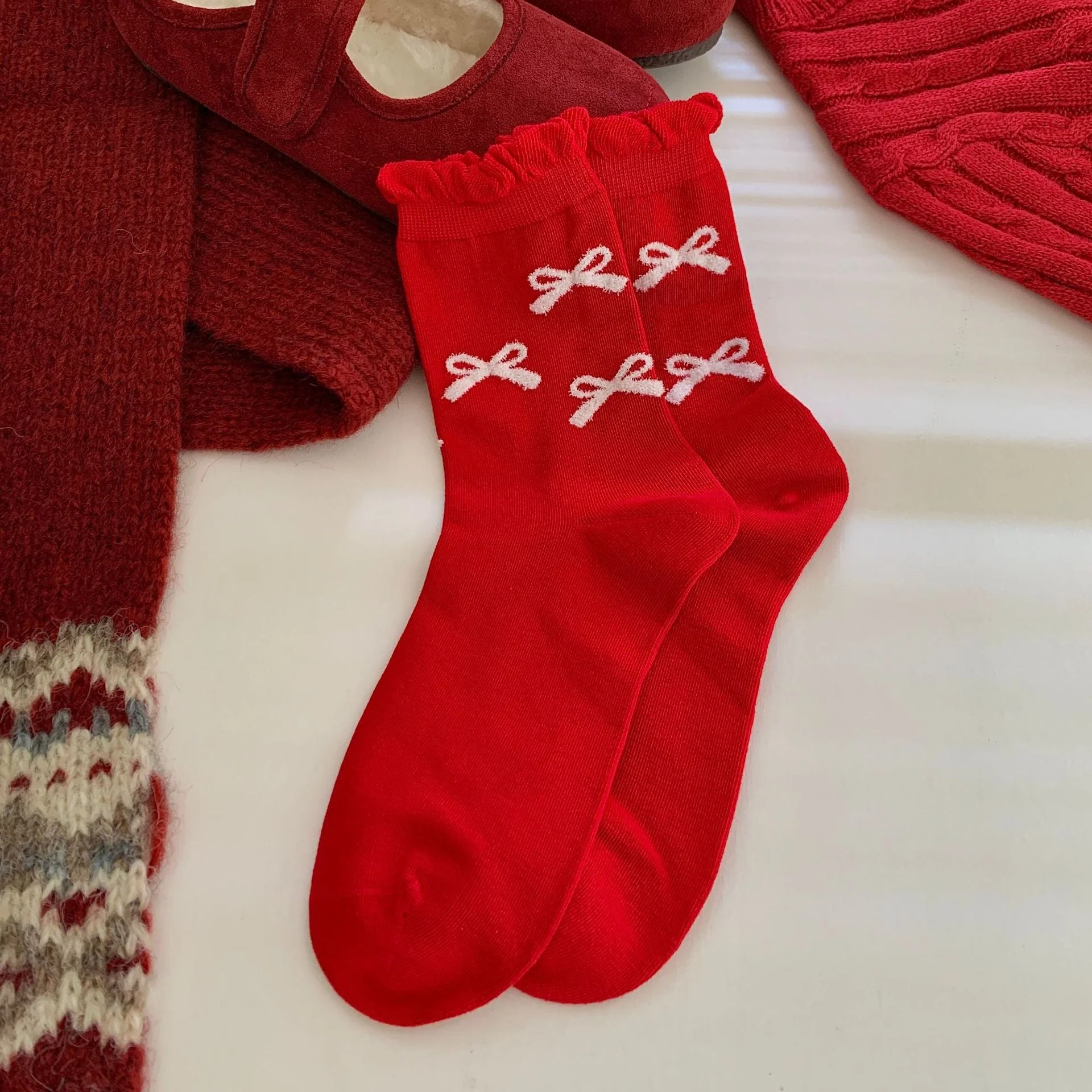 Bow Slouchy Mid-Calf Cute Socks - Image 4