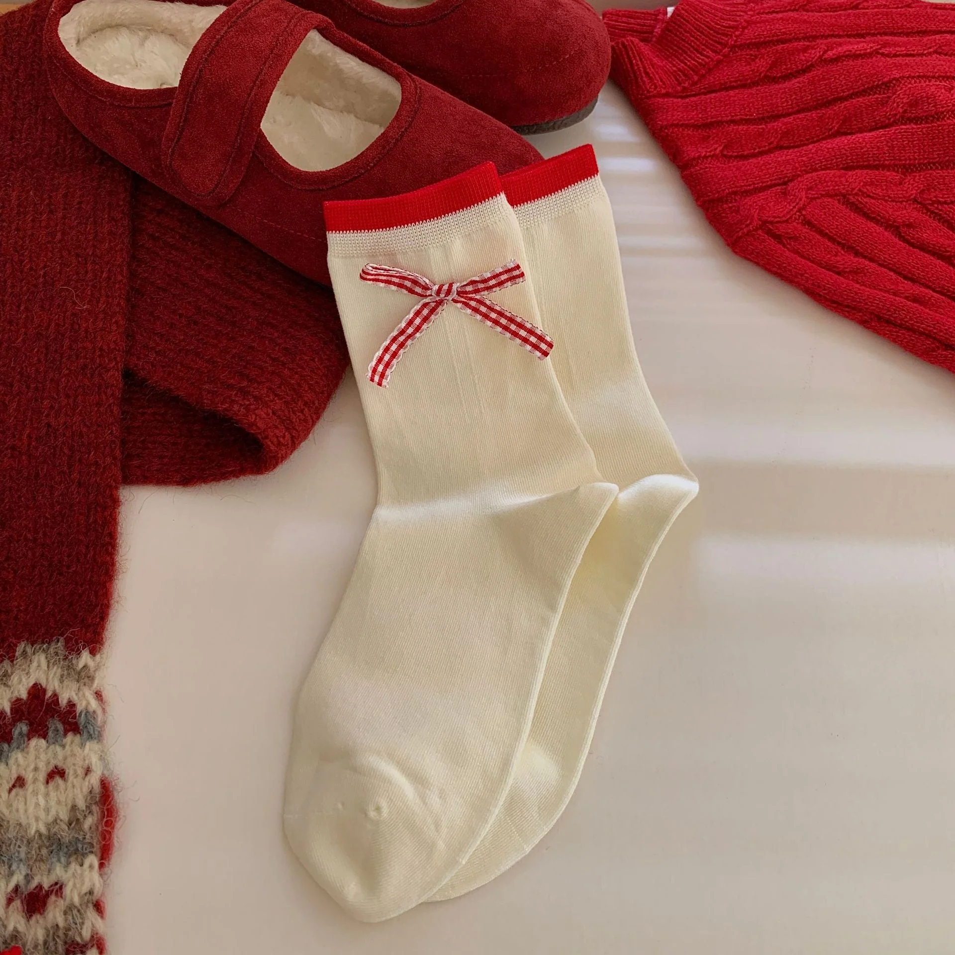 Bow Slouchy Mid-Calf Cute Socks - Image 8