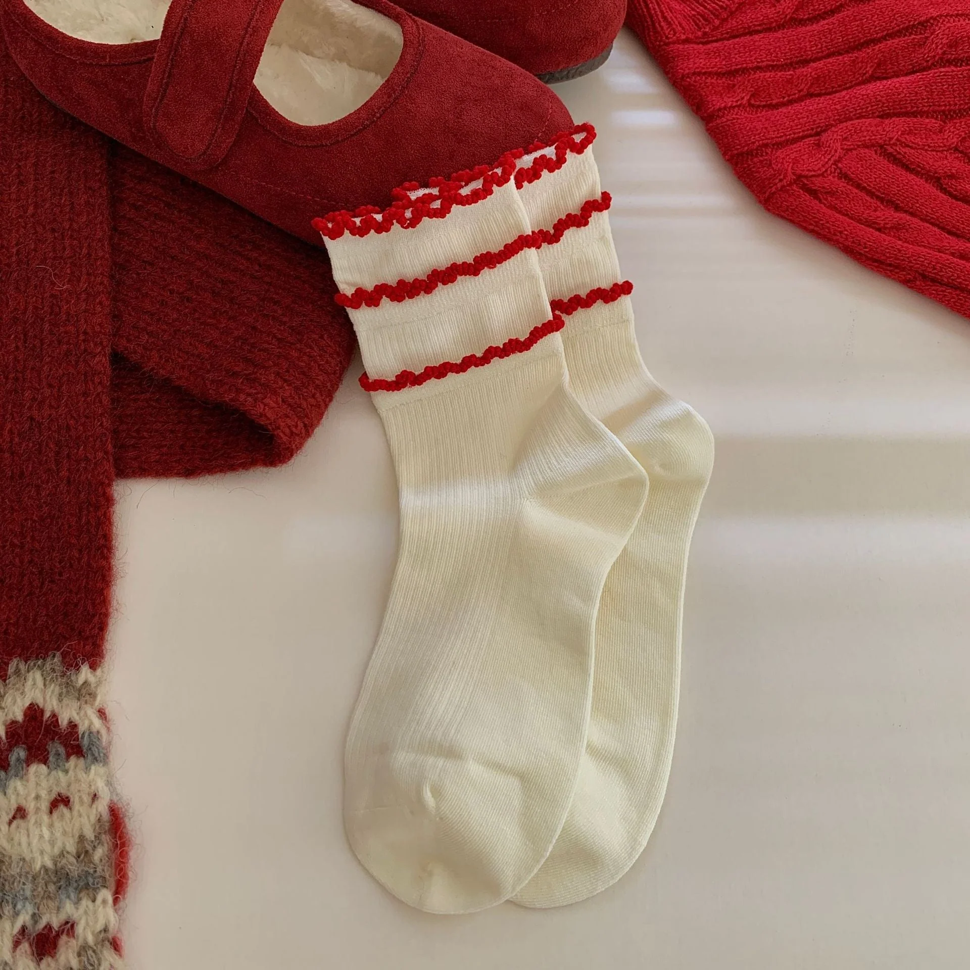Bow Slouchy Mid-Calf Cute Socks - Image 9
