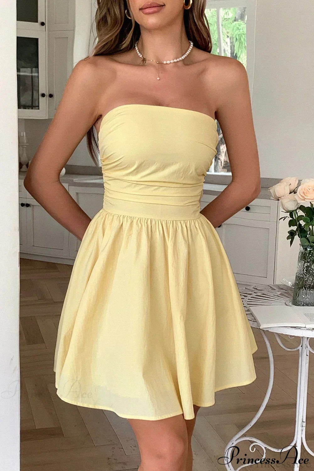 Bow Tie Elegant Ladylike Strapless Party Dress - Image 4