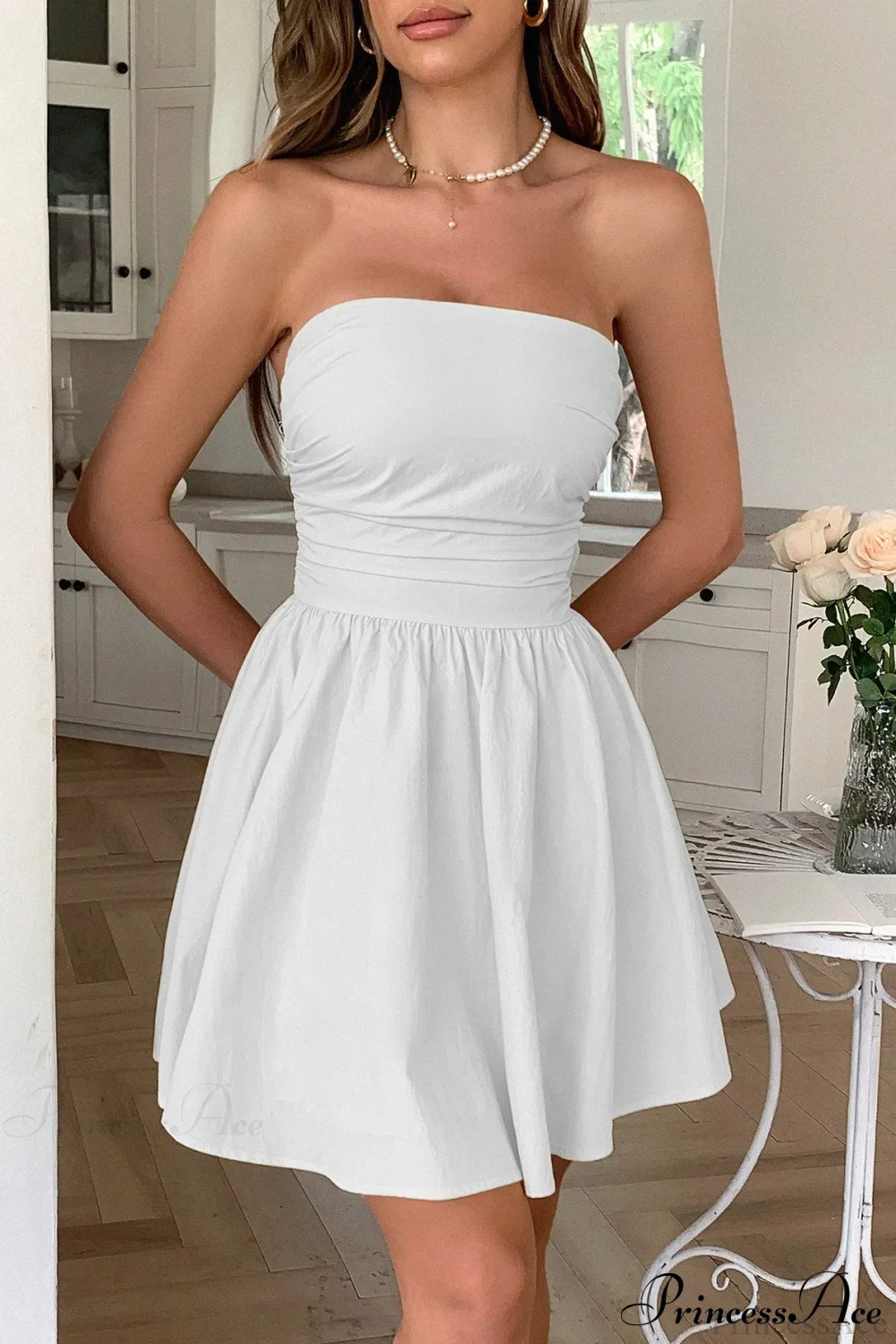 Bow Tie Elegant Ladylike Strapless Party Dress - Image 5