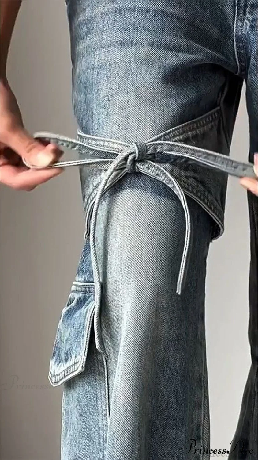 Bow Tie Strap Wide Leg Jeans - Image 3
