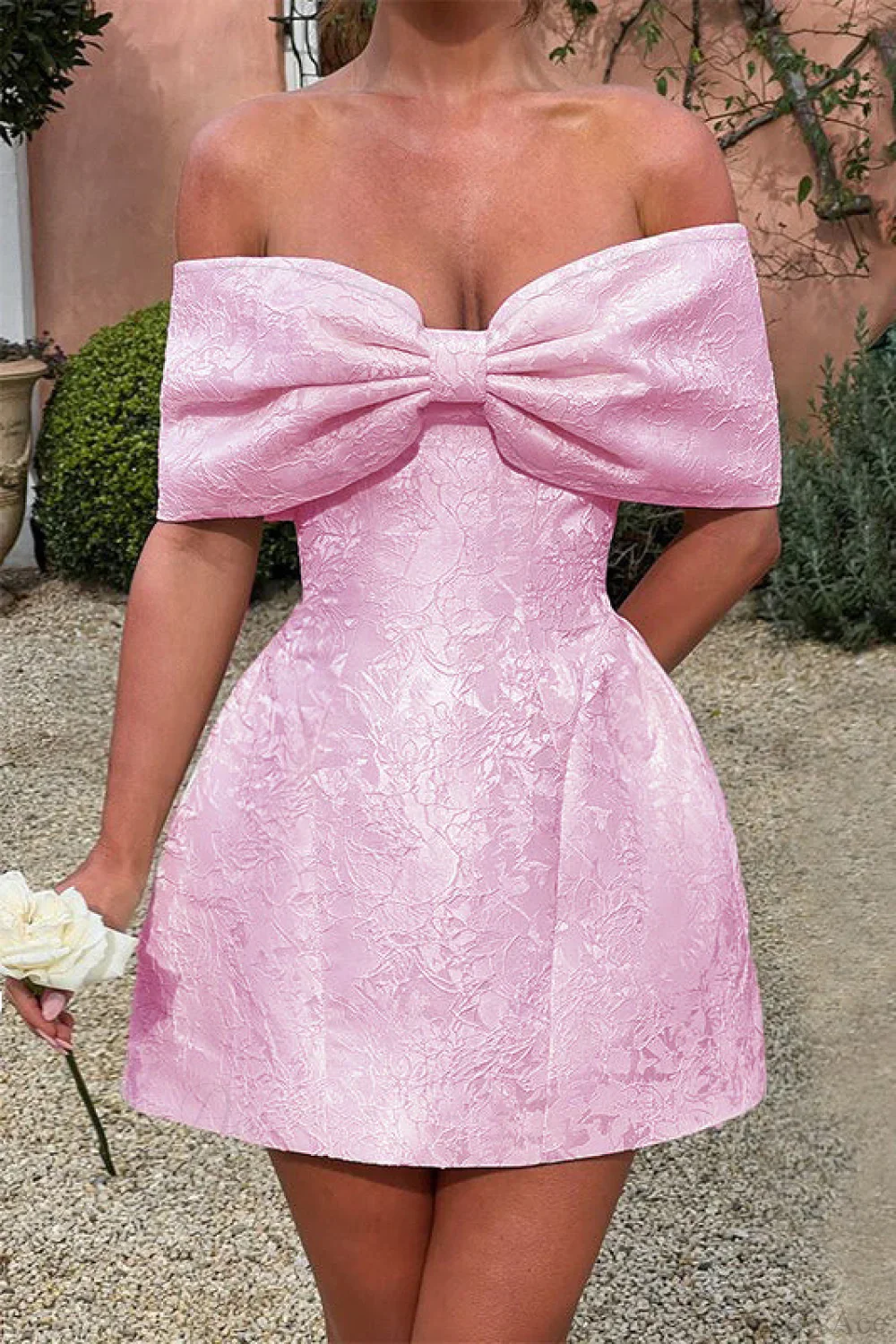 Bowknot Off-Shoulder Backless Mini Party Dress - Image 3