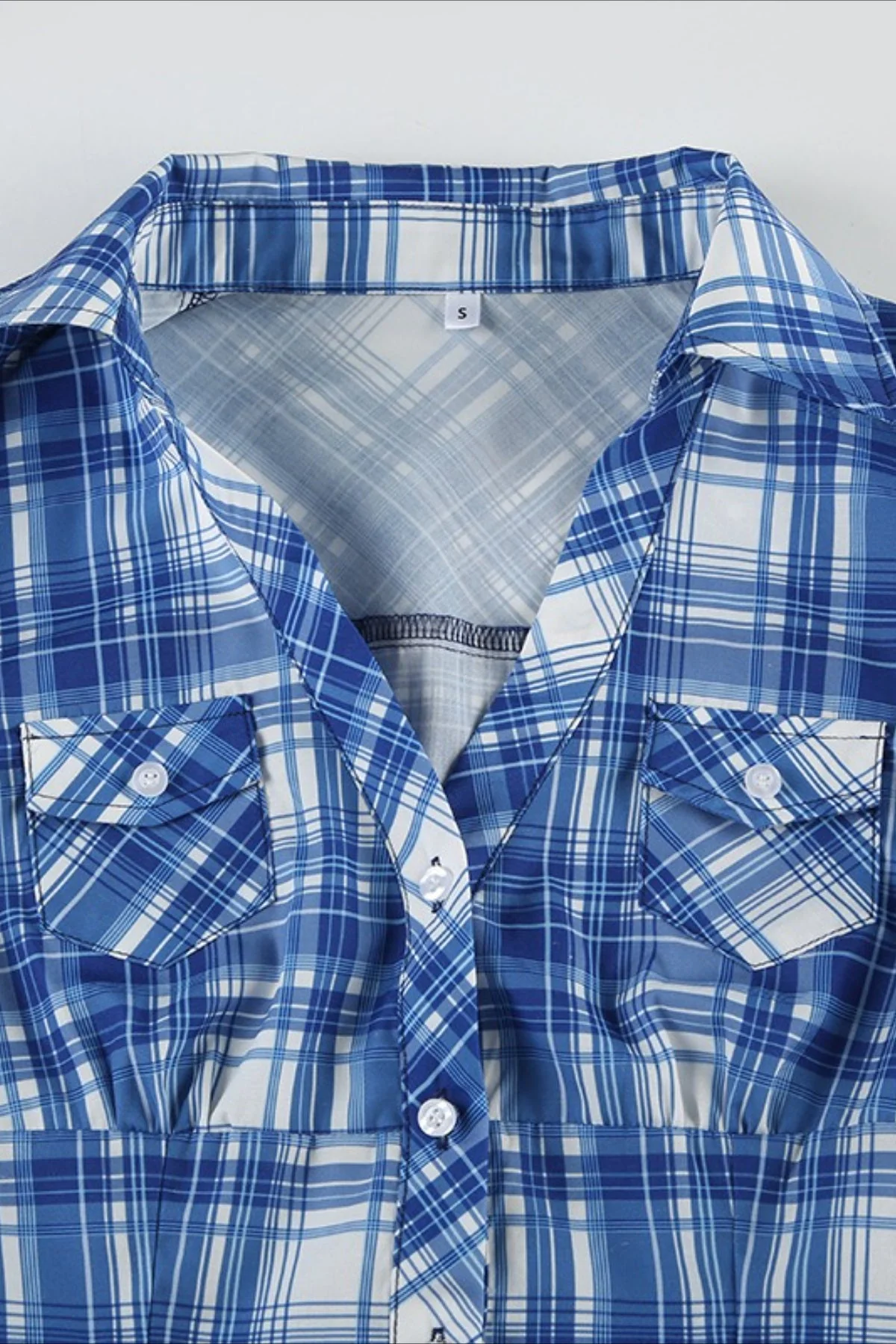 British Plaid Ruffled V Neck Puff Sleeve Blouse - Image 7