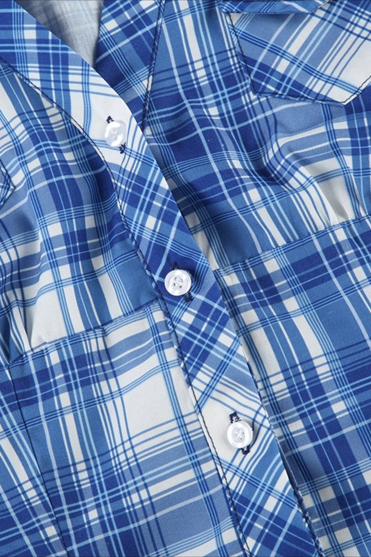 British Plaid Ruffled V Neck Puff Sleeve Blouse - Image 8