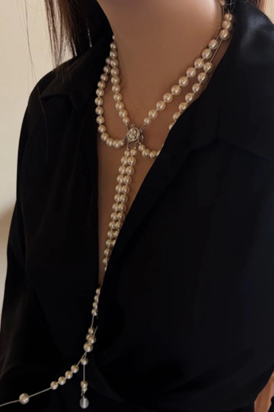 Broken Pearl Three Layer Tassel Saturn NeckLace - Image 2