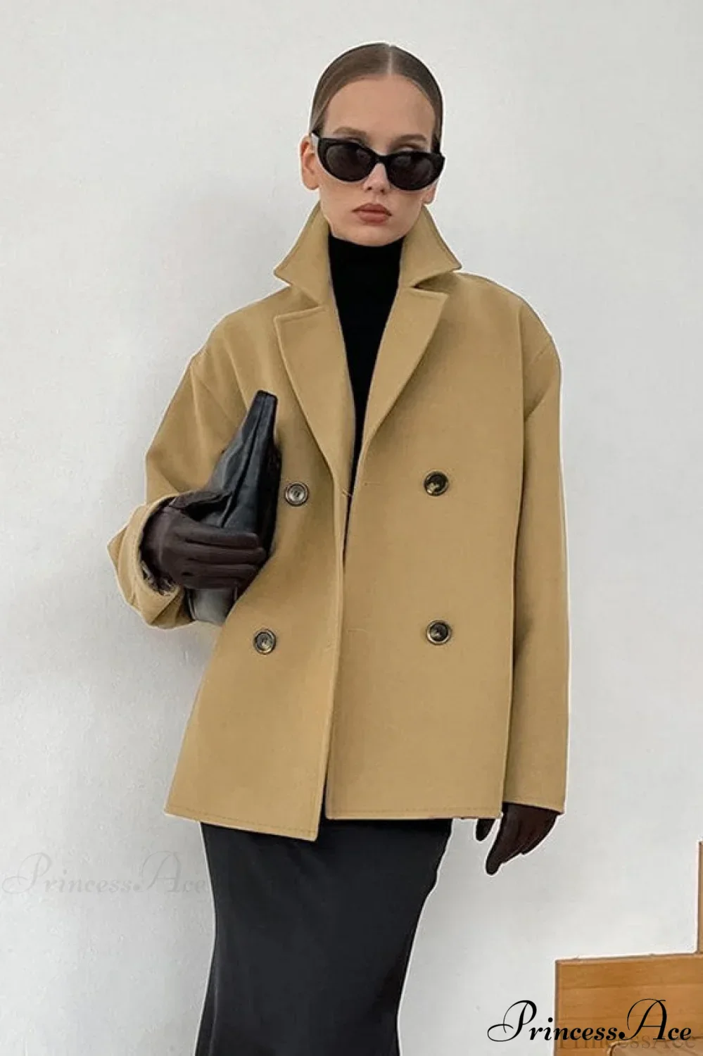 Brown Double-Breasted Thick Midi Wool Coat - Image 2
