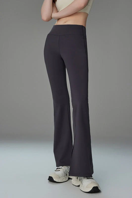 Brushed Fleece Lined Flared Slit Leggings - Image 4