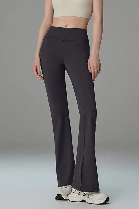 Brushed Fleece Lined Flared Slit Leggings - Image 5