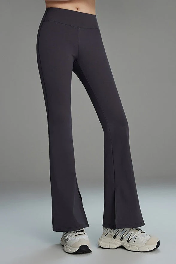 Brushed Fleece Lined Flared Slit Leggings - Image 6