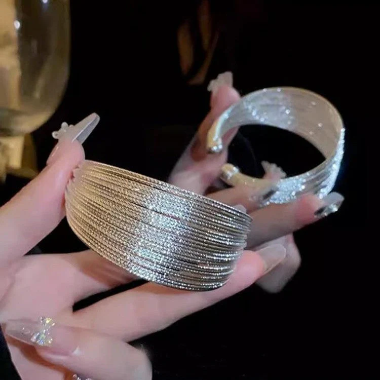 Brushed Multi Layer Open Wide Bracelet - Image 5