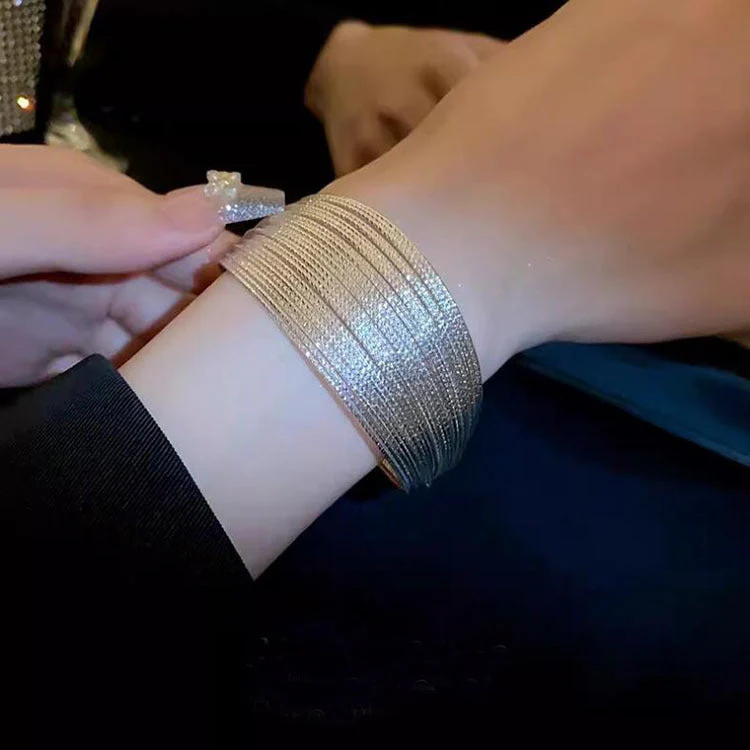 Brushed Multi Layer Open Wide Bracelet - Image 6