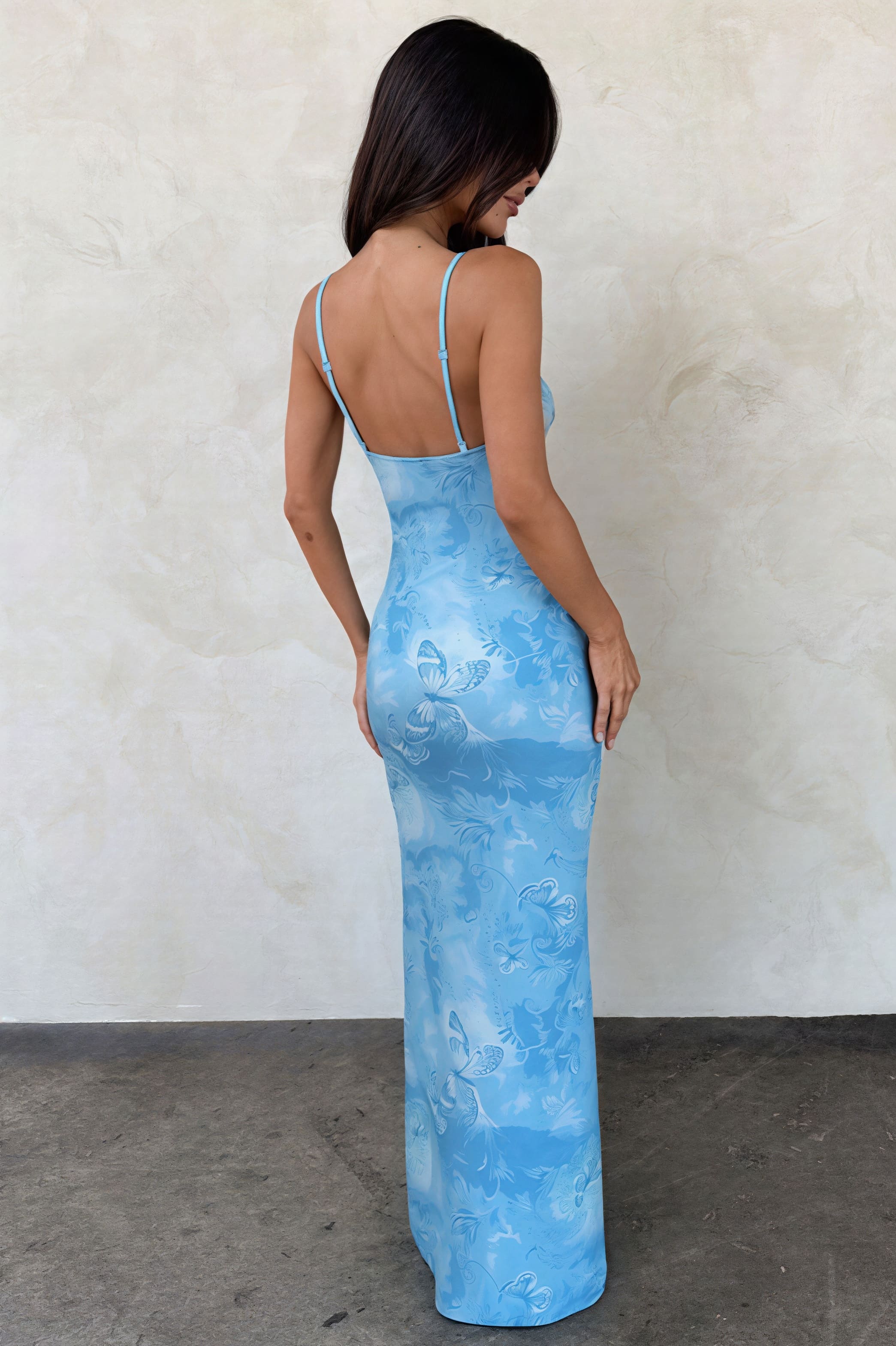 Butterfly Print Cutout Twist V Neck Cami Maxi Dress - Image 5