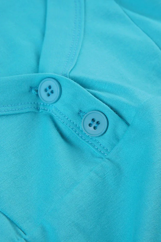 Buttoned Puff Sleeve U Neck Slim Blouse - Image 3
