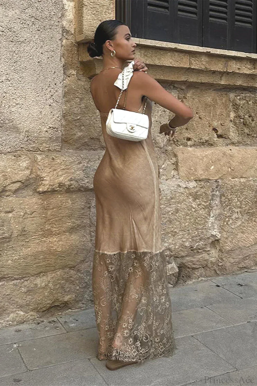 Cami Lace Backless Fitted Maxi Dress - Image 6