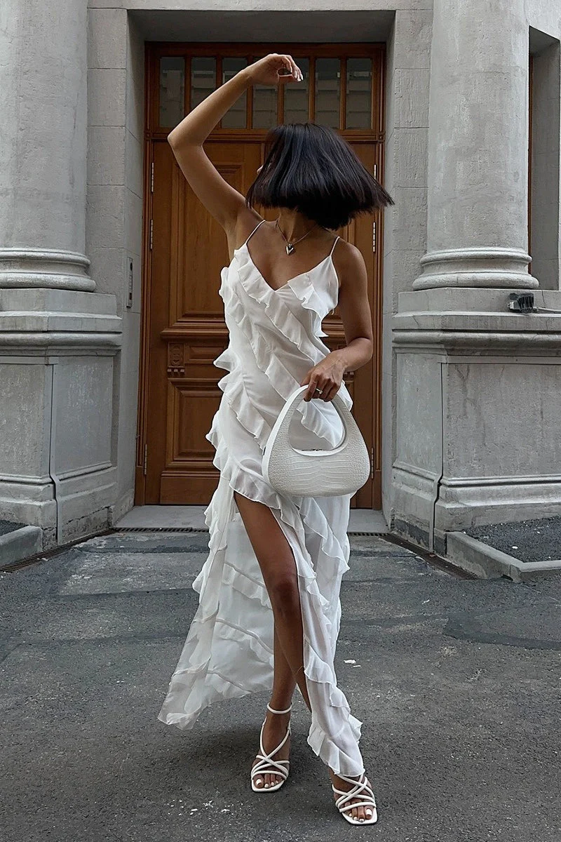 Cami Slit Patchwork Ruffle Sexy Maxi Dress - Image 3