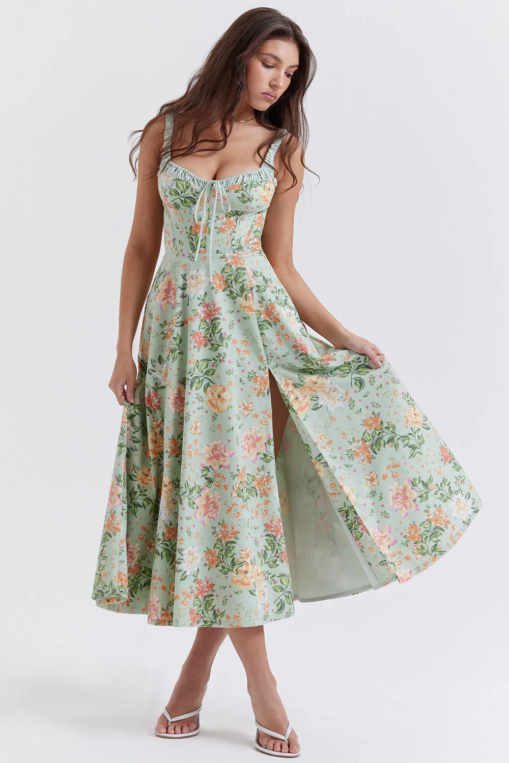 Cami Slit Waist Slim Floral Dress - Image 2