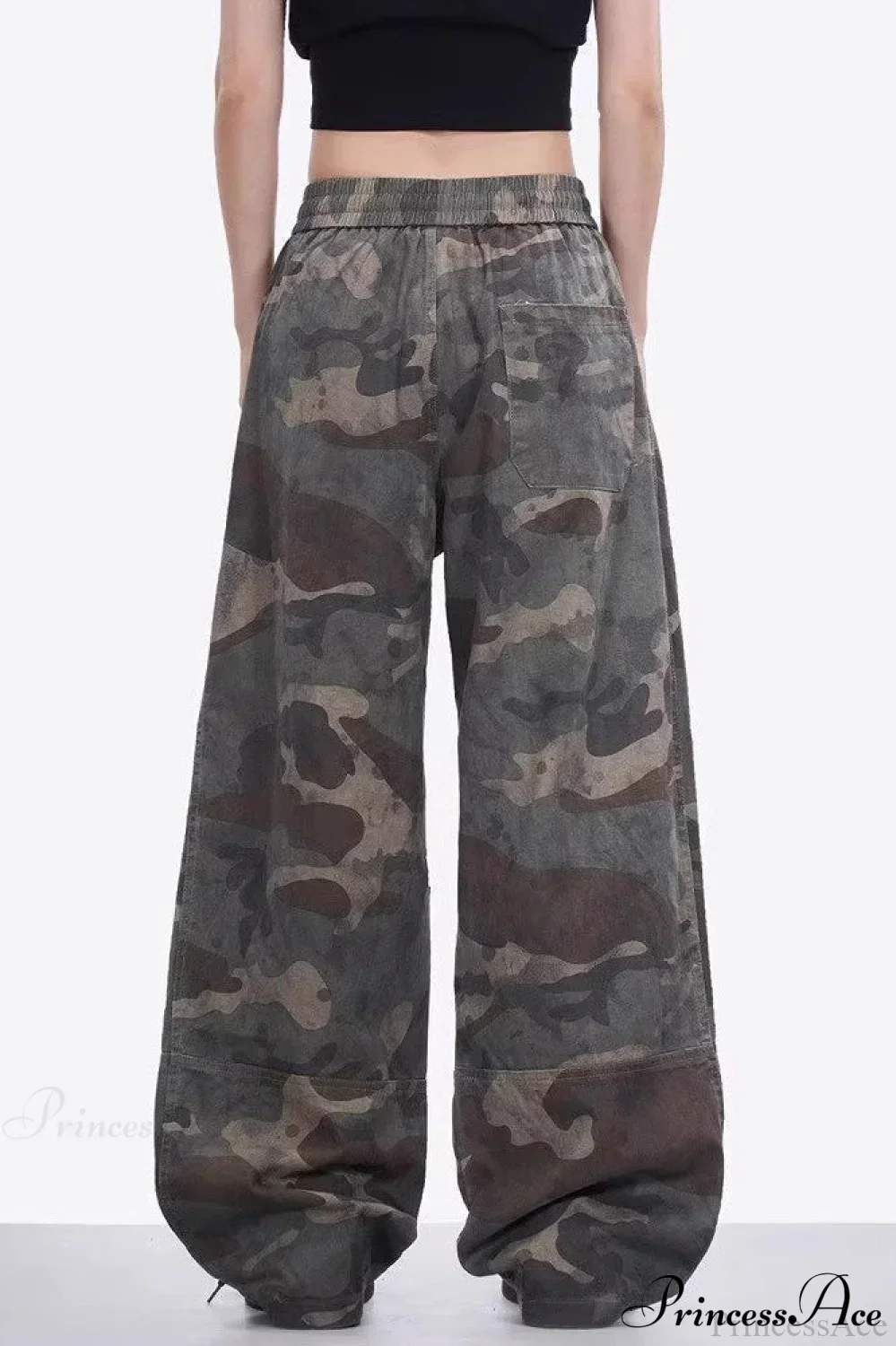 Camo High Waist Wide Leg Cargo Pants - Image 4