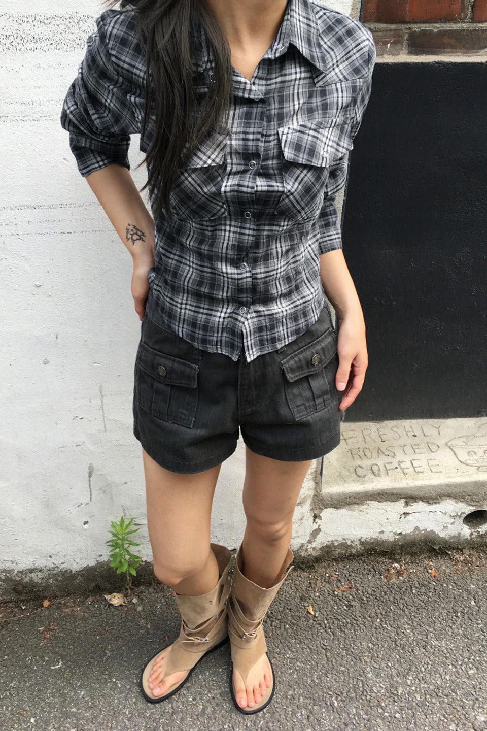 Camouflage Short Fitted Waist Long Sleeve Shirt Blouse - Image 2