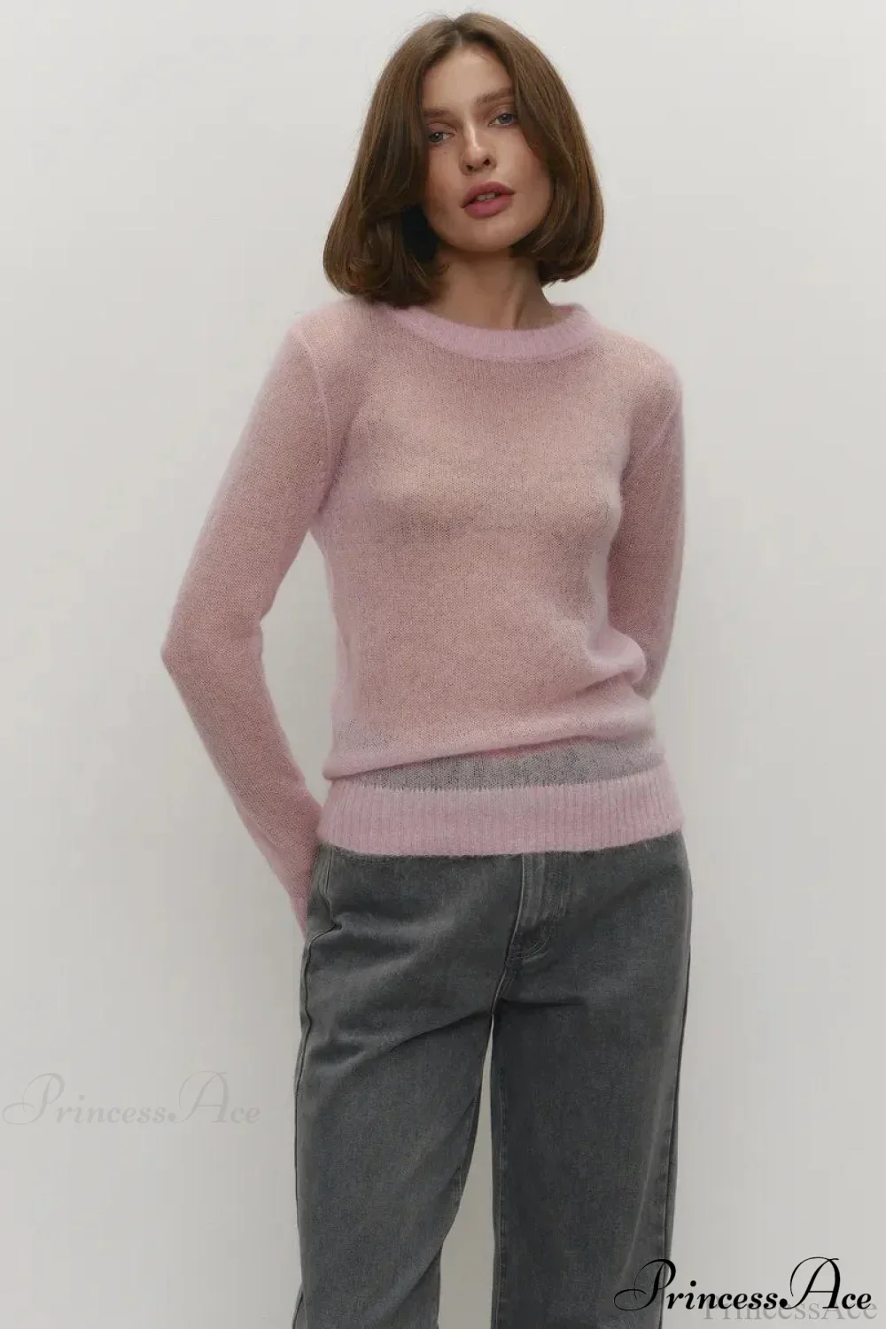 Candy Pastels Sheer Crew Neck Lightweight Knit Top - Image 10