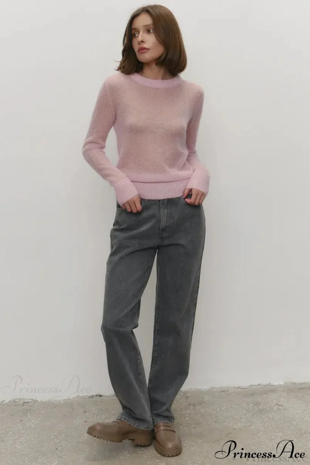 Candy Pastels Sheer Crew Neck Lightweight Knit Top - Image 11