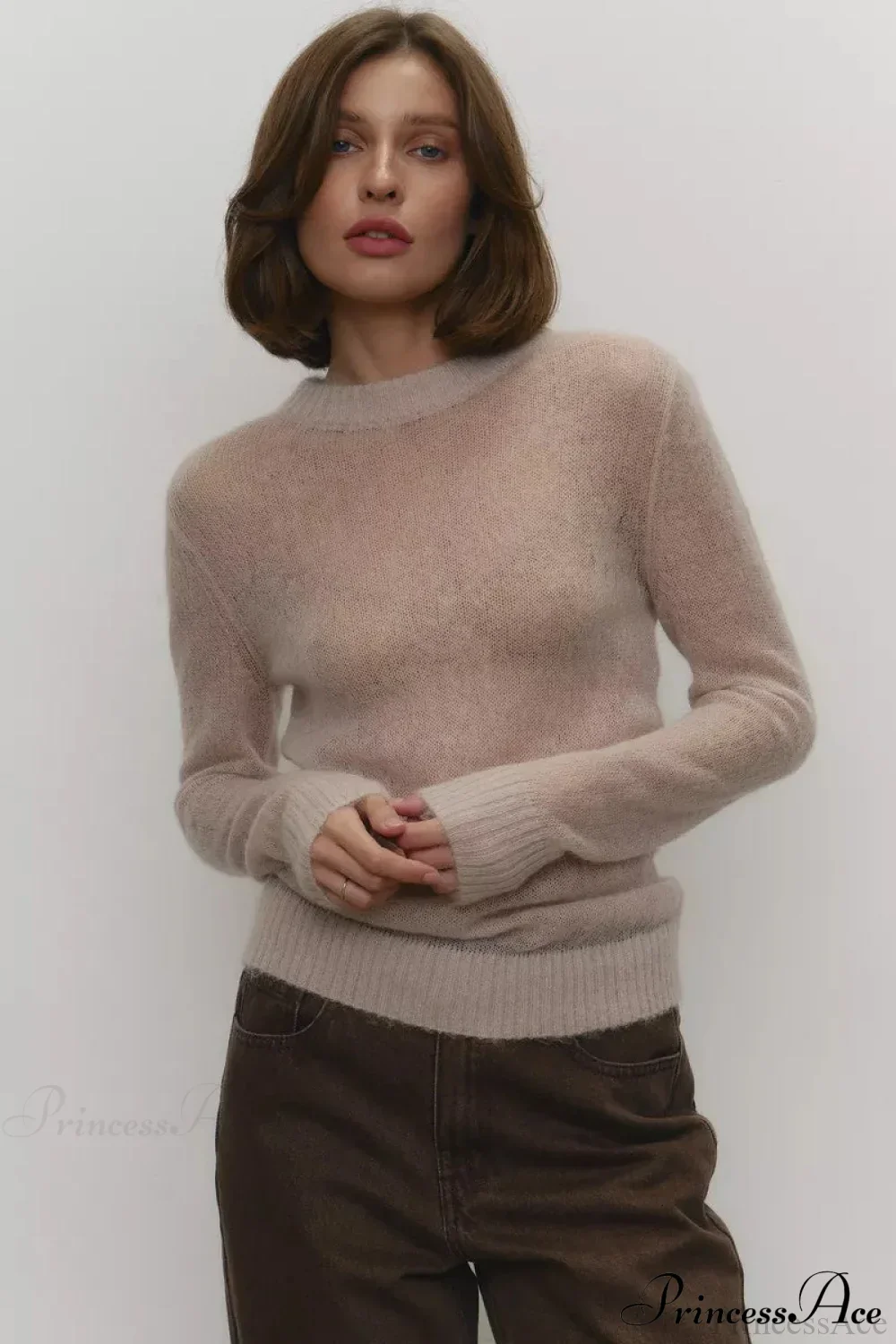 Candy Pastels Sheer Crew Neck Lightweight Knit Top - Image 13