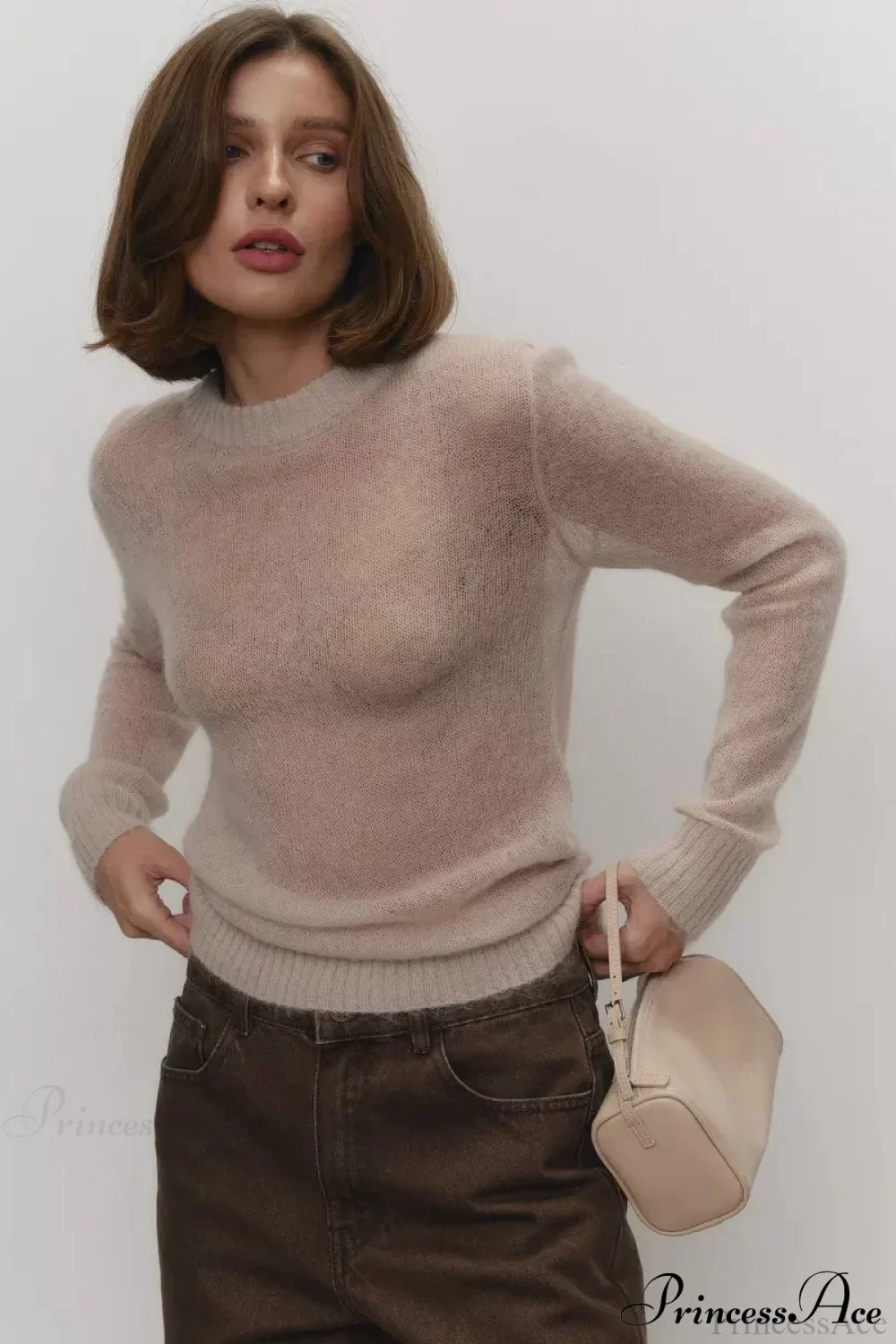 Candy Pastels Sheer Crew Neck Lightweight Knit Top - Image 15