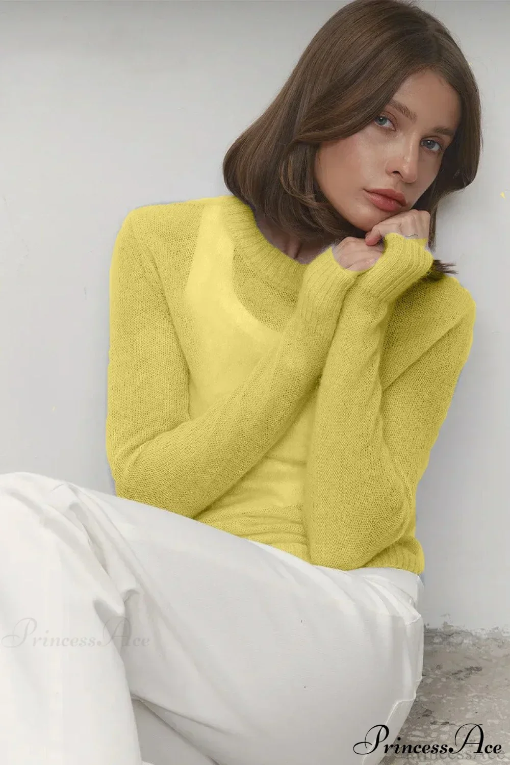 Candy Pastels Sheer Crew Neck Lightweight Knit Top - Image 18
