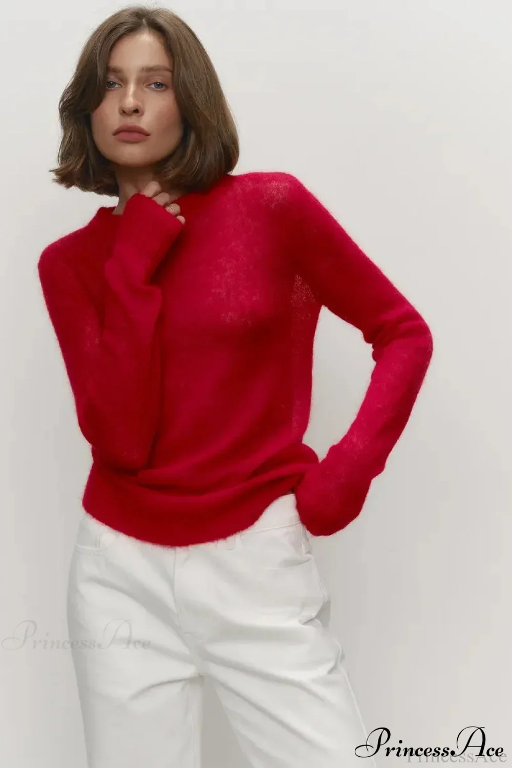 Candy Pastels Sheer Crew Neck Lightweight Knit Top - Image 22