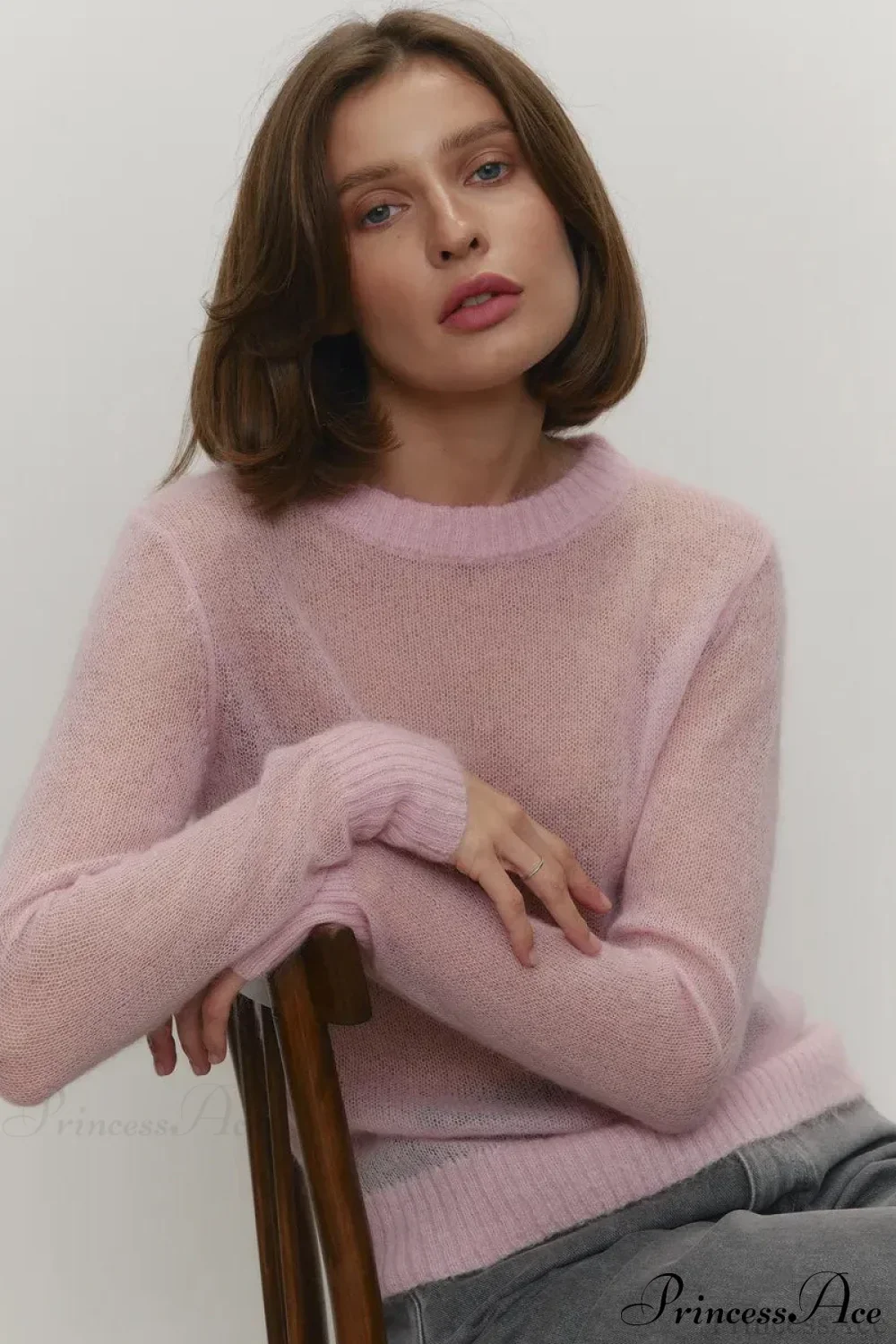 Candy Pastels Sheer Crew Neck Lightweight Knit Top - Image 8