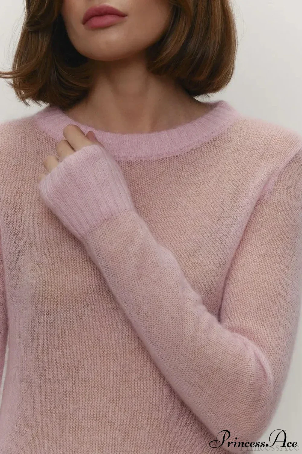 Candy Pastels Sheer Crew Neck Lightweight Knit Top - Image 9