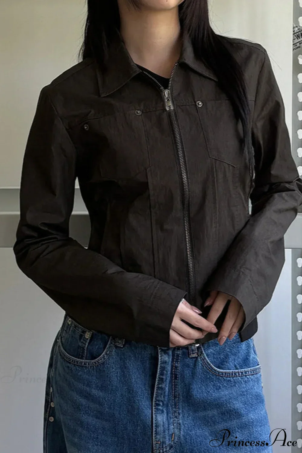 Casual Cargo Solid Lapel Zip Jacket - Image 6