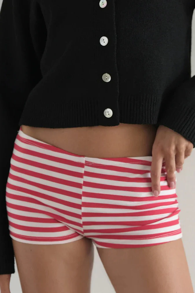 Casual Chic Stripe Skinny Low Waist Shorts - Image 5