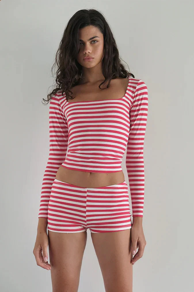 Casual Chic Stripe Skinny Low Waist Shorts - Image 8