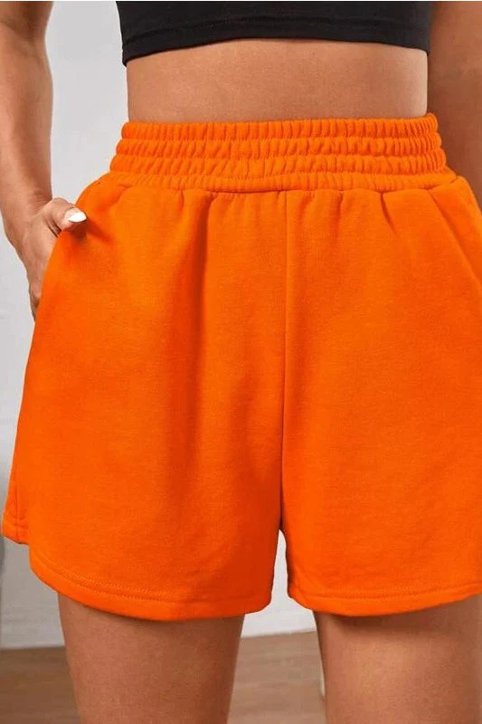 Casual Elastic Waist Wide Leg Solid Shorts - Image 10