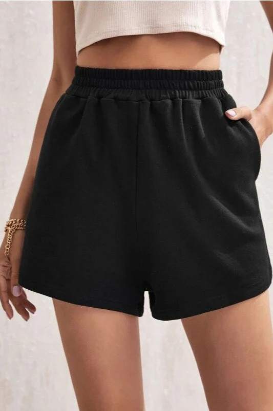 Casual Elastic Waist Wide Leg Solid Shorts - Image 3