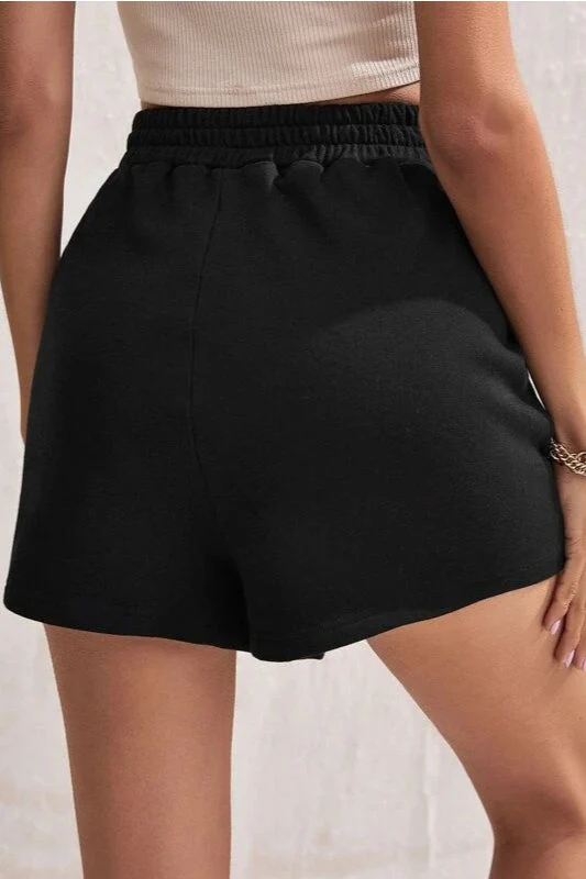 Casual Elastic Waist Wide Leg Solid Shorts - Image 4