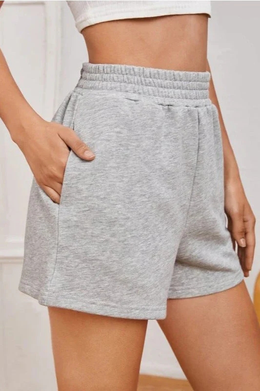 Casual Elastic Waist Wide Leg Solid Shorts - Image 6