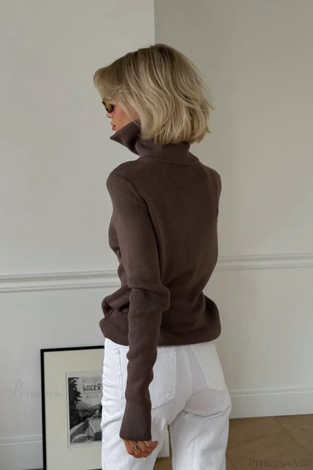 Casual Half-Zip Fitted Knit Long Sleeve Tee - Image 4