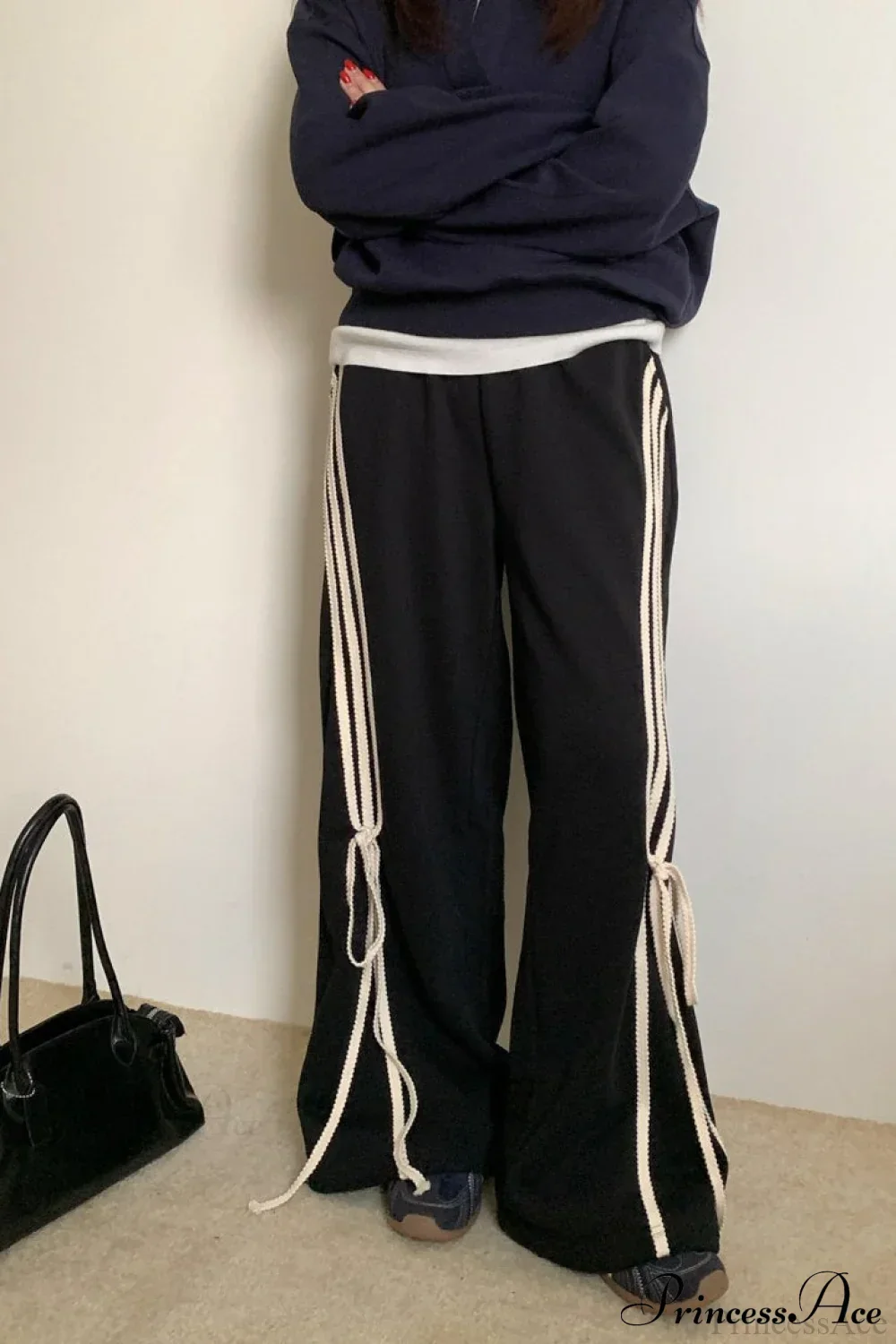 Casual High Waist Wide Leg Asymmetrical Pocket Pants - Image 2