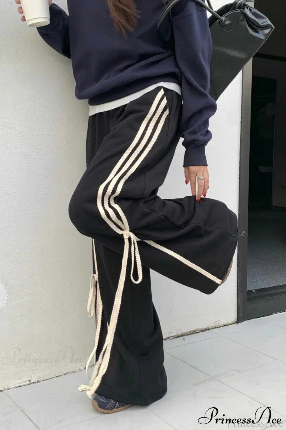 Casual High Waist Wide Leg Asymmetrical Pocket Pants - Image 3