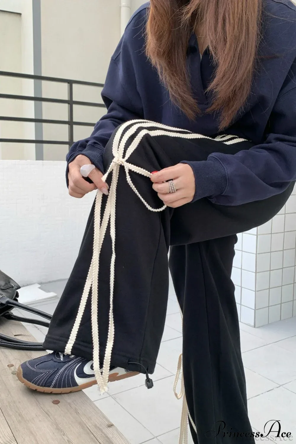 Casual High Waist Wide Leg Asymmetrical Pocket Pants - Image 4