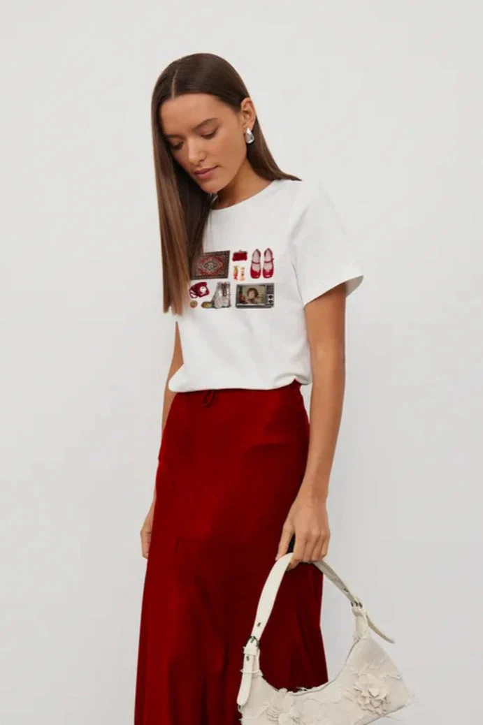 Casual Minimalist Fun Print Loose Cotton T-shirt - Image 3