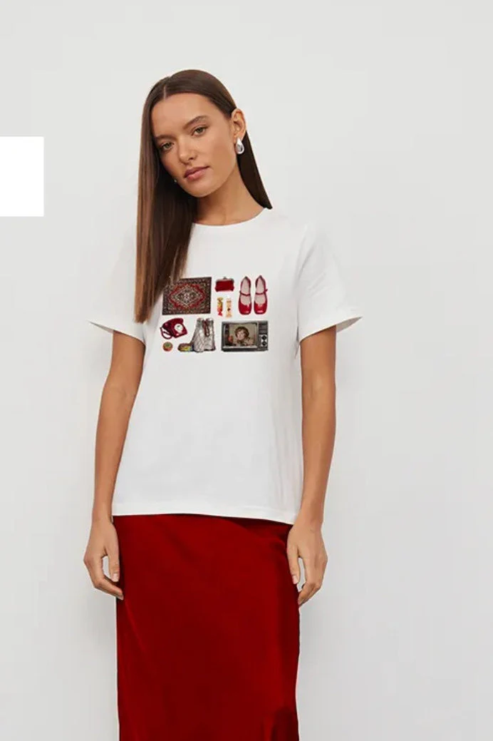 Casual Minimalist Fun Print Loose Cotton T-shirt - Image 5