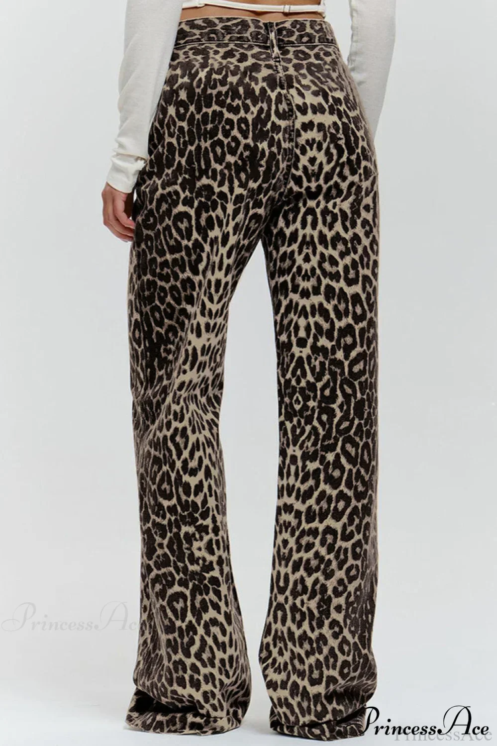 Casual Pure Cotton Leopard Print Wide Leg Pants - Image 4